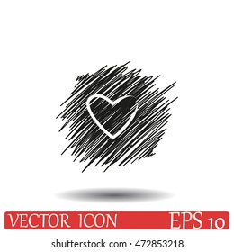 Doodle heart. Sketch heart. Pencil scribble random drawing with a heart