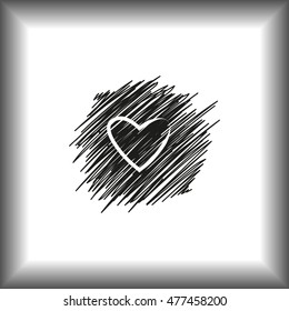 Doodle heart. Sketch heart. Pencil scribble random drawing with a heart