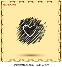 Doodle heart. Sketch heart. Pencil scribble random drawing with a heart