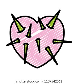 doodle heart with thorns shape art style