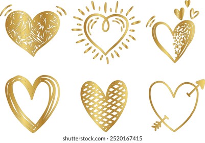 Doodle of heart for valentine's day. Sketch of red heart icon symbol graphic set. Hand drawn heart element vector, Set of red hearts in different pose. Collection of heart with different style.