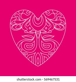 Doodle heart. Vector drawn illustration of ornamental doodle heart for coloring book or element for Valentine's Day decoration