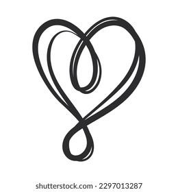 Doodle heart vector icon isolated on a white background.