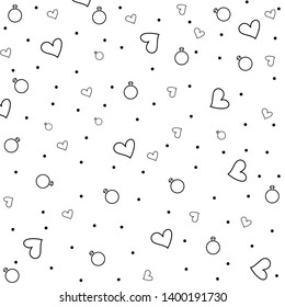 doodle with heart,dot and ring white background.