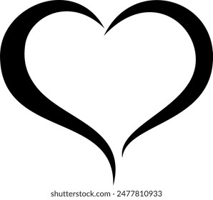 Doodle Heart,Open Heart black and white outline vector  ,Heart silhouette,Love sign 