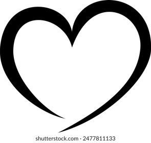 Doodle Heart,Open Heart black and white outline vector  ,Heart silhouette,Love sign 