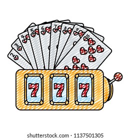 doodle hearts cards and casino slot machine