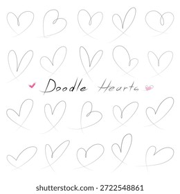 O conjunto de design Doodle Hearts é perfeito para projetos temáticos do Dia dos Namorados e decorações, como adesivos, artesanato, padrões de papel, cartões de saudação, impressões digitais, scrapbook, formiga para crianças e muito mais.