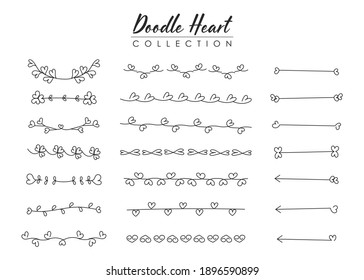 Doodle hearts divider elements, Design for Valentine's Day.