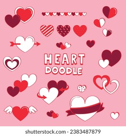 Doodle Herzen. Handzeichnung, Vektorgrafik der Herzen.