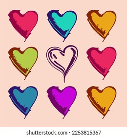 Doodle hearts, hand drawn collection of love hearts