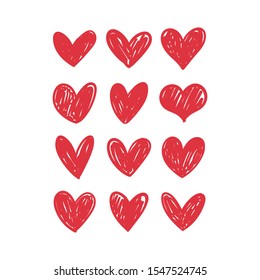 Doodle hearts, hand drawn love heart collection.