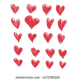 Doodle hearts, hand drawn love heart collection.