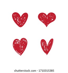 Doodle hearts, hand drawn love heart collection.
