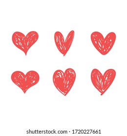 Doodle hearts, hand drawn love heart collection.