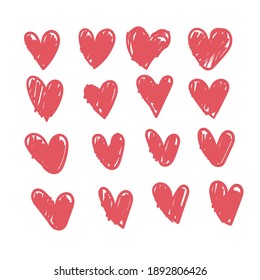 Doodle Hearts, Hand Drawn Love Heart Collection.