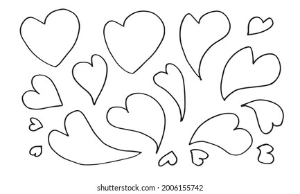 Doodle hearts, hand drawn love heart collection.vector illustration.