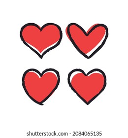 Doodle hearts, hand drawn love heart collection. Valentine's day design.