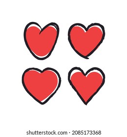 Doodle hearts, hand drawn love heart collection. Valentine's day design.
