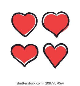 Doodle hearts, hand drawn love heart collection. Valentine's day design.