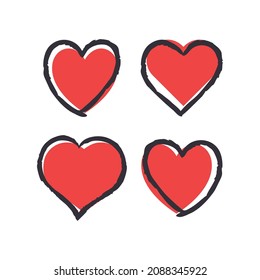 Doodle hearts, hand drawn love heart collection. Valentine's day design.