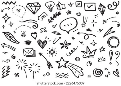 Doodle Hearts, hand drawn love hearts. Vector illustration.