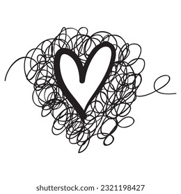 Doodle Hearts, hand drawn love hearts. Scribble. Vector illustration.