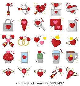 Doodle hearts, hand drawn love heart collection.