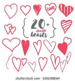 Doodle hearts. Love. Vector.