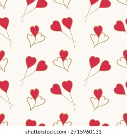Doodle hearts on light background. Romantic pattern. Perfect for weddings or Valentines Day. I love you symbol.