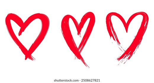 Doodle hearts on set. hand drawn style. love symbol. vector illustration