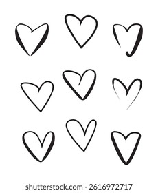 Doodle hearts on set. hand drawn style. love symbol. vector illustration. heart icon poster templates eps 10 heart love Collection of Love Heart Symbol Icons. Love Illustration Set with Solid Vector