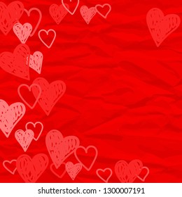 doodle hearts in paper texture