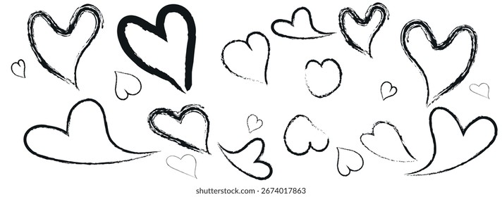 Hand‑Drawn Doodle Hearts Pattern – Cute Vintage Pencil Art Love Symbols and Romantic Line Art for Valentine’s Day, Wedding, and Retro Decorative Design Projects