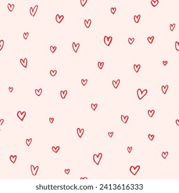 Doodle Hearts Pattern. Modern Sketch Backdrop. Seamless Vector Illustration.