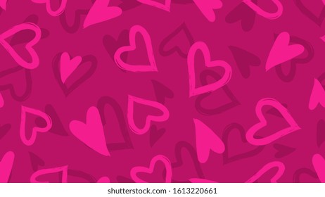 Doodle hearts pattern. Romantic love brushed background. Valentine day drawn texture. Trendy hipster, wedding fashion vector seamless ornament