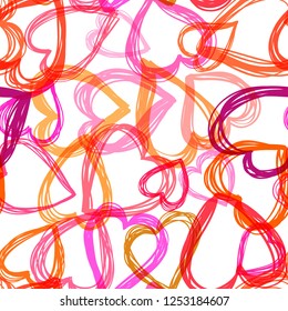 Doodle hearts seamless background. Retro holiday backdrop for Valentine Day