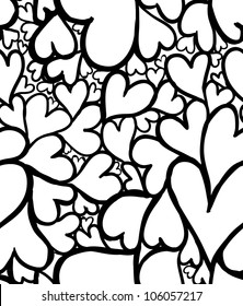 Doodle hearts seamless pattern.