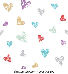 Doodle Hearts Seamless Pattern Background