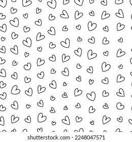 Patrón sin fisuras de los corazones de Doodle. Corazón lindo aislado en el fondo blanco.