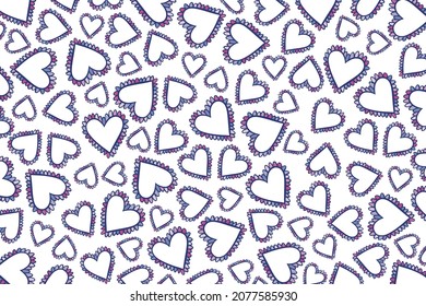 Doodle hearts in seamless pattern for Valentine's day background