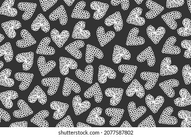 Doodle hearts in seamless pattern for Valentine's day background