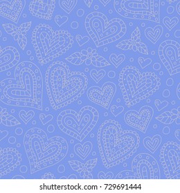 Doodle hearts seamless pattern. Valentines day background design.