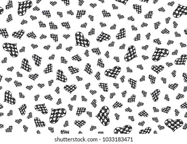 Doodle hearts seamless pattern. Vector illustration for print, textile, paper.