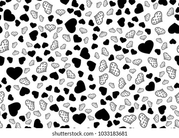 Doodle hearts seamless pattern. Vector illustration for print, textile, paper.