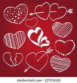 Doodle hearts set  hand drawn  vector illustration