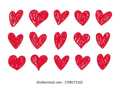 Doodle hearts set. Vector hand drawn love heart collection for your unique design.