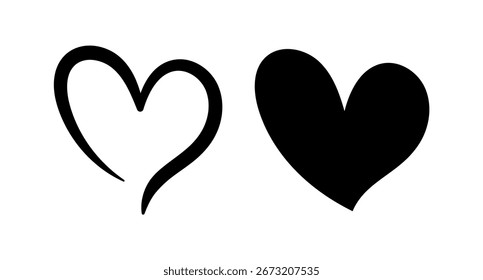 Doodle Hearts Set Vector On White Background