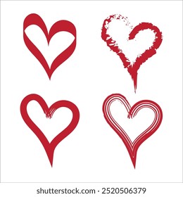 Doodle hearts sketch set, Red heart symbol for Valentines Day, Various hand drawn heart icon love collections