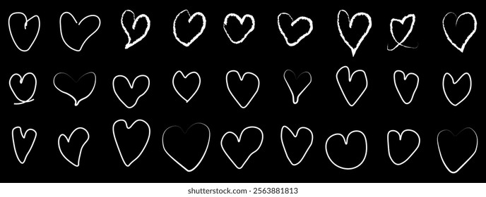 Doodle hearts sketch set. Various different hand drawn heart icon love collection isolated on white background. Red heart symbol for Valentines Day. Vector illustrator. EPS 10 22